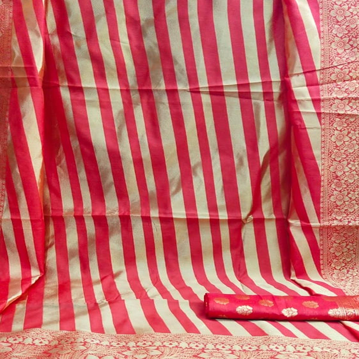 Charming Red Colored Festive Wear Woven Pure Heavy Banarasi Silk Saree