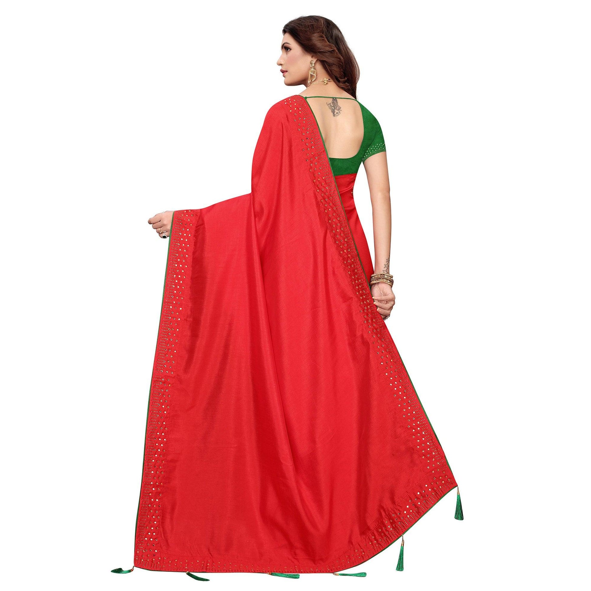 Charming Red Colored Partywear Art Silk Saree