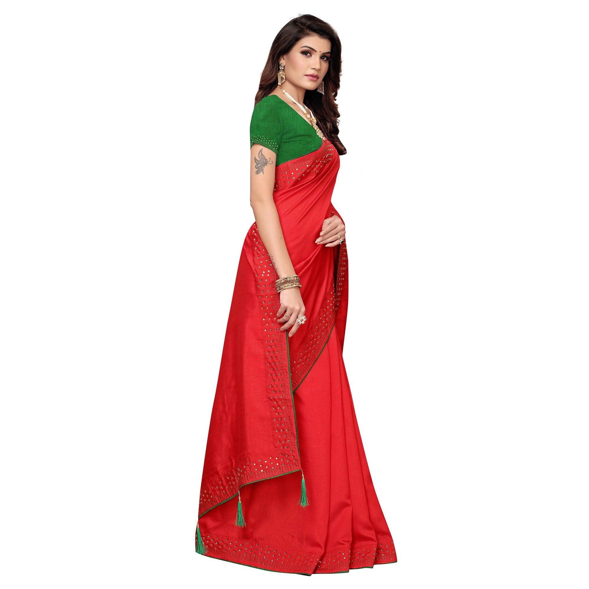 Charming Red Colored Partywear Art Silk Saree