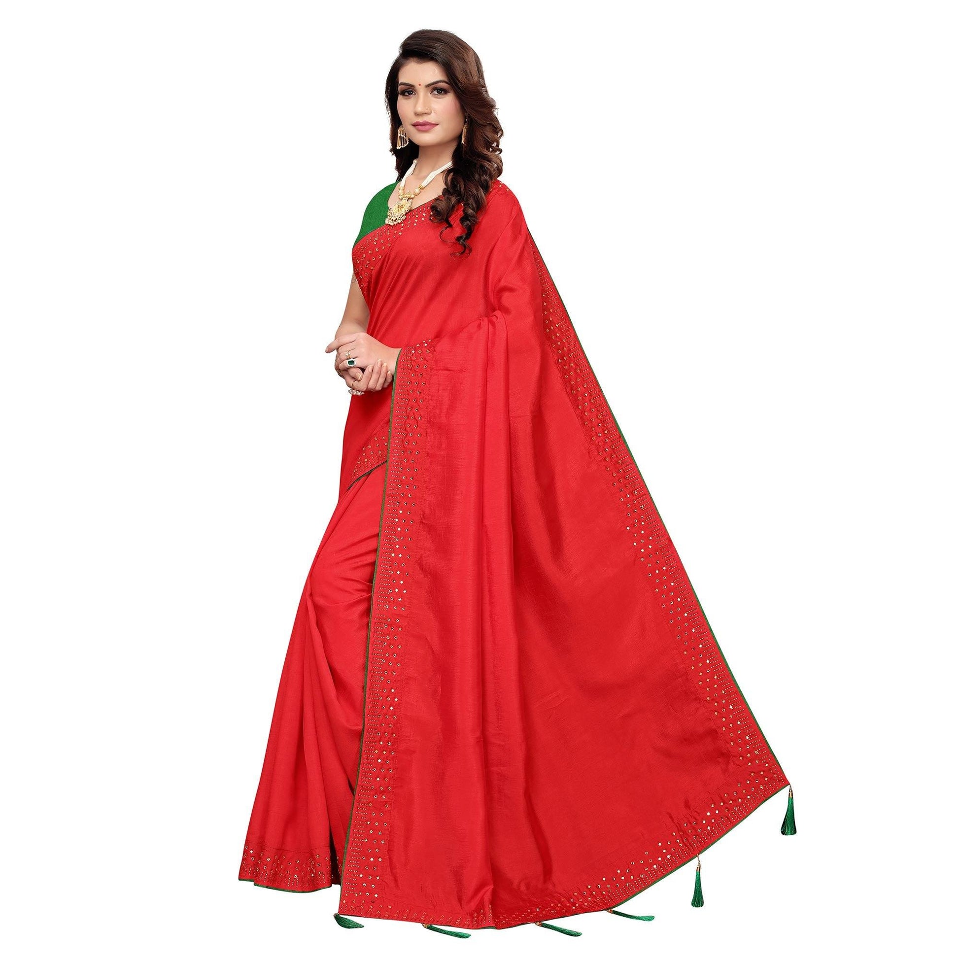 Charming Red Colored Partywear Art Silk Saree