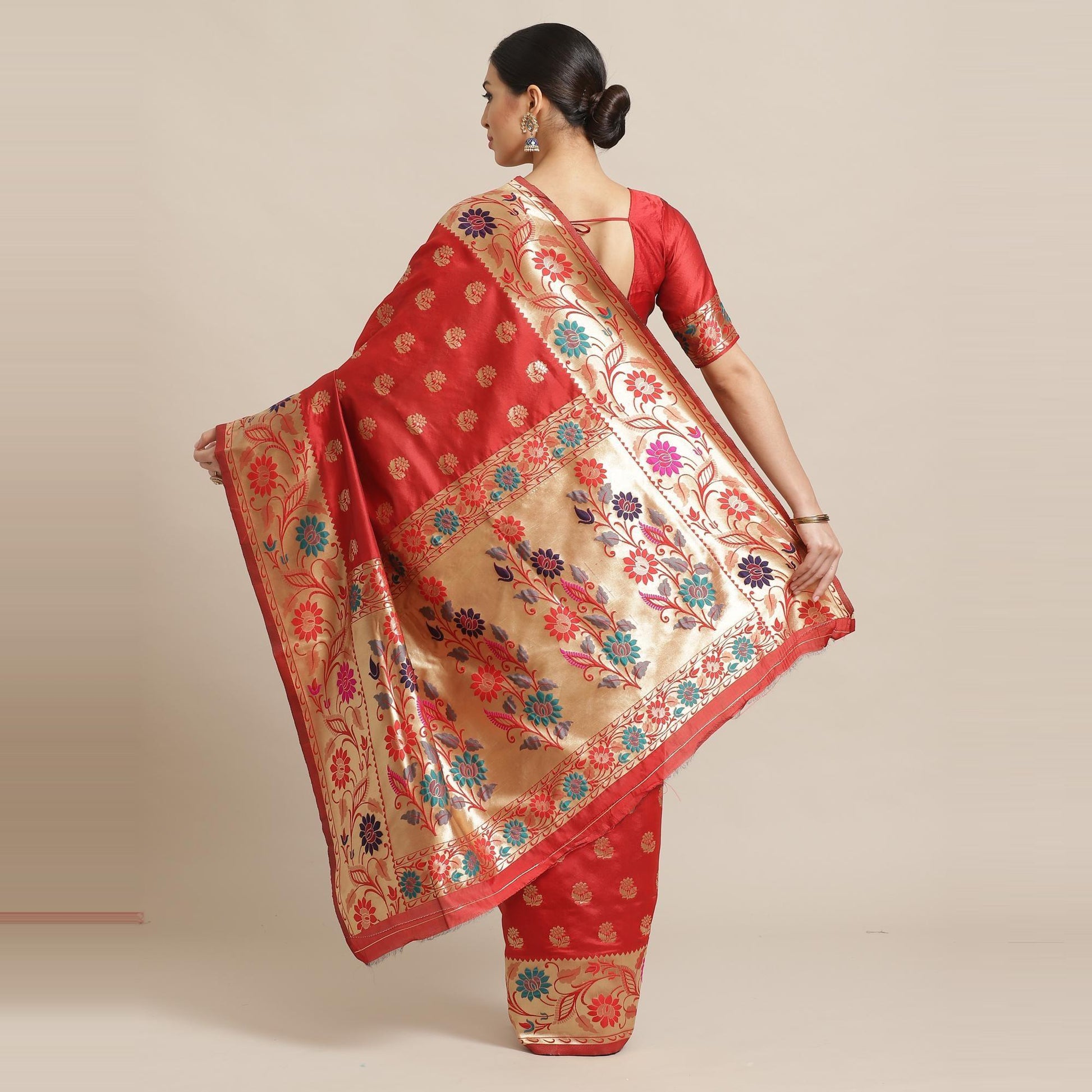 Charming Rust Colored Festive Wear Woven Silk Blend Banarasi Saree