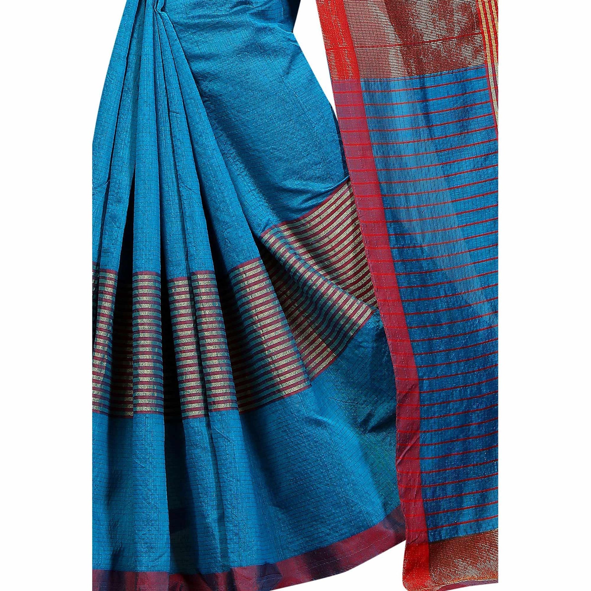 Charming Sky Blue Colored Festive Wear Cotton Saree