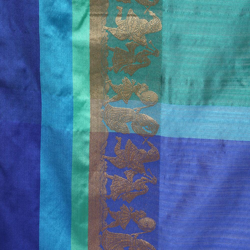 Charming Turquoise Green Colored Festive Wear Cotton Weaving Saree