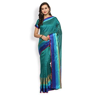 Charming Turquoise Green Colored Festive Wear Cotton Weaving Saree