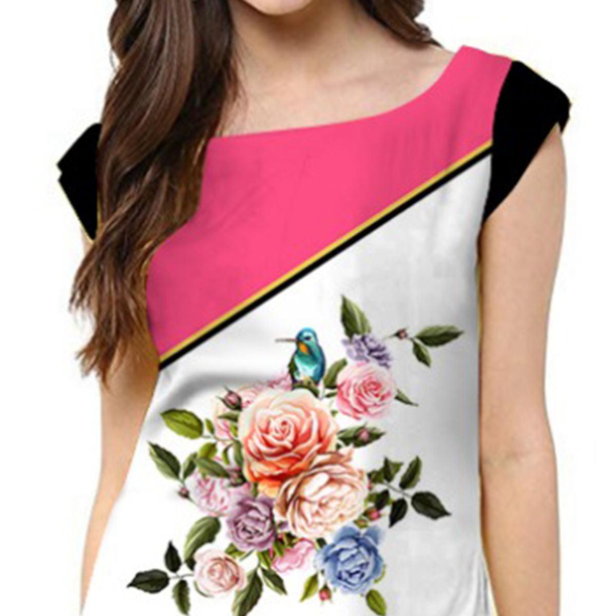 Charming White Colored Casual Printed Rayon Kurti