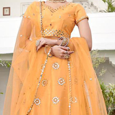 Charming Yellow Wedding Wear Zari Embroidery Heavy Silk Lehenga Choli