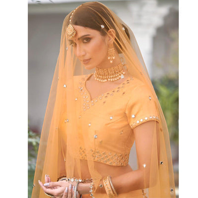 Charming Yellow Wedding Wear Zari Embroidery Heavy Silk Lehenga Choli