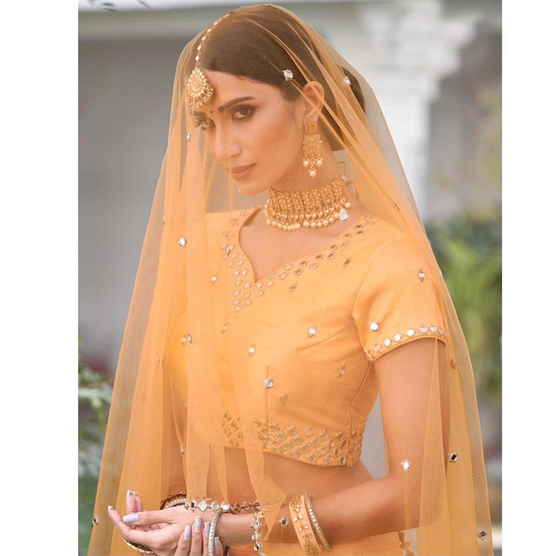 Charming Yellow Wedding Wear Zari Embroidery Heavy Silk Lehenga Choli