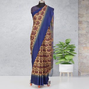 Chicku-Brown Festive Wear Digital Printed Cotton Saree