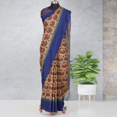 Chicku-Brown Festive Wear Digital Printed Cotton Saree