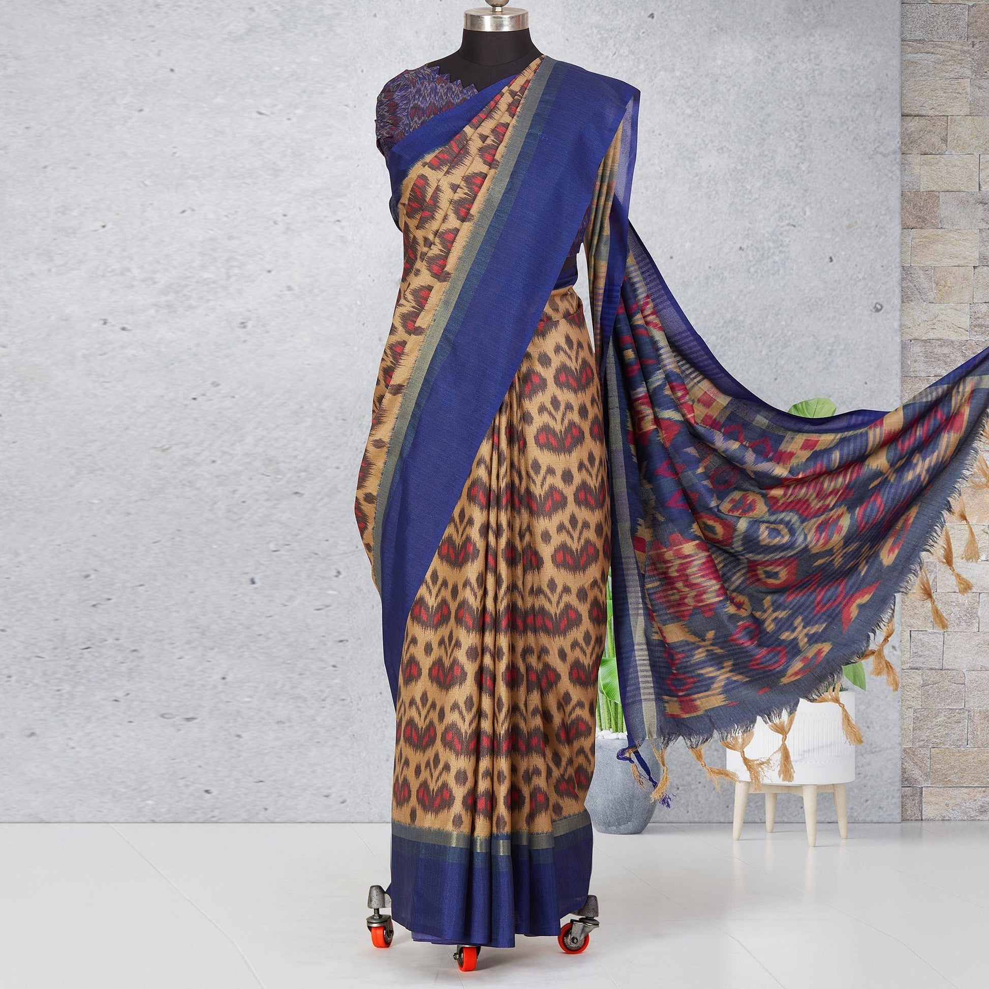 Chicku-Brown Festive Wear Digital Printed Cotton Saree
