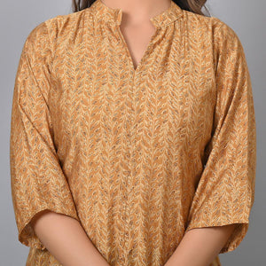 Chikoo Colored Floral Printed Chanderi Top