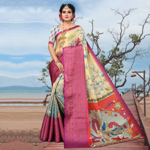 Chikoo Digital Printed Khaadi Saree