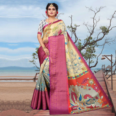Chikoo Digital Printed Khaadi Saree