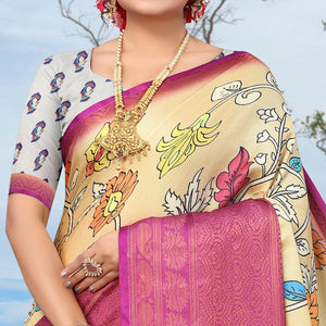 Chikoo Digital Printed Khaadi Saree