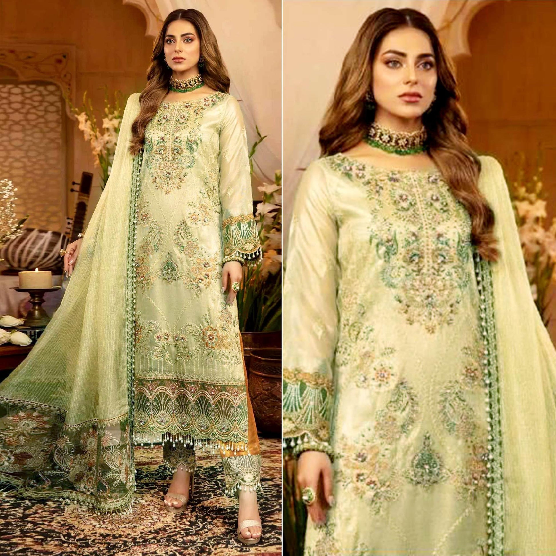 Chikoo Embroidered Georgette Pakistani Suit