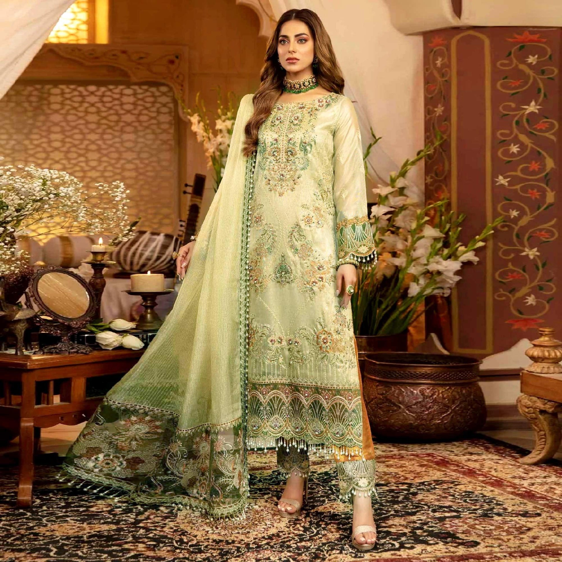 Chikoo Embroidered Georgette Pakistani Suit