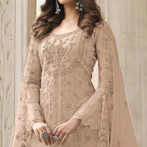 Chikoo Embroidered With Embellished Net Palazzo Suit