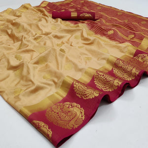 Chikoo Festive Wear Jacquard Border Soft Silk Saree