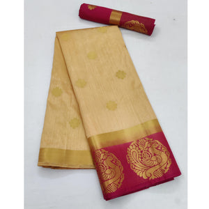 Chikoo Festive Wear Jacquard Border Soft Silk Saree
