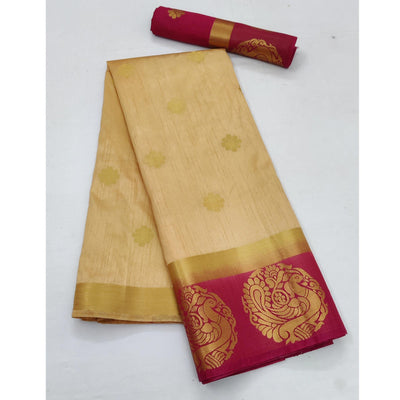 Chikoo Festive Wear Jacquard Border Soft Silk Saree