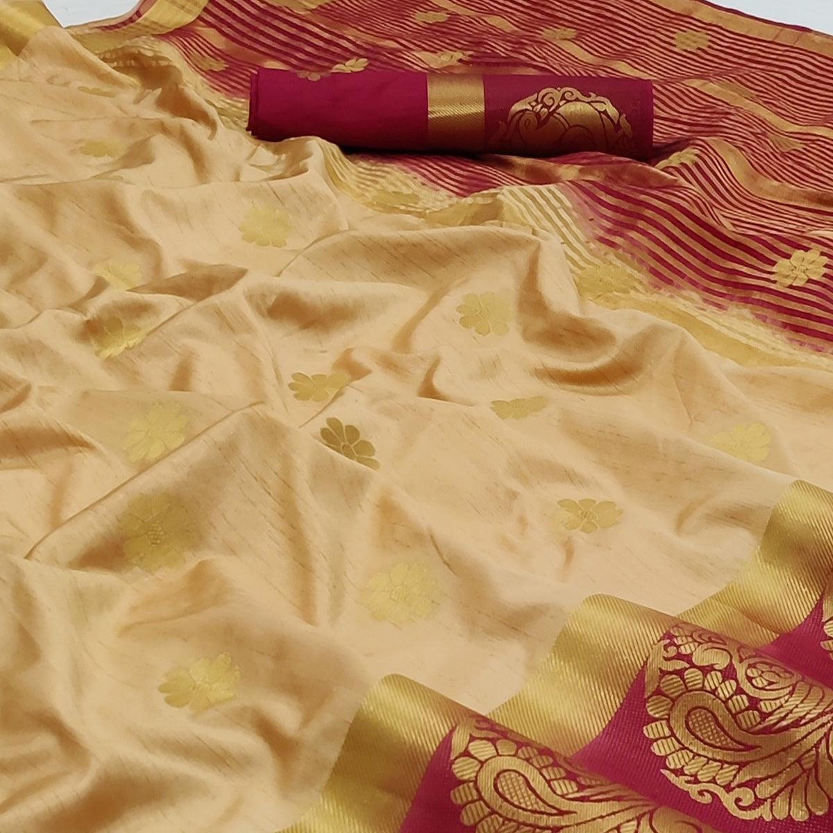 Chikoo Festive Wear Jacquard Border Soft Silk Saree