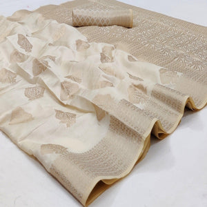 Chikoo Festive Wear Woven Art Silk Saree