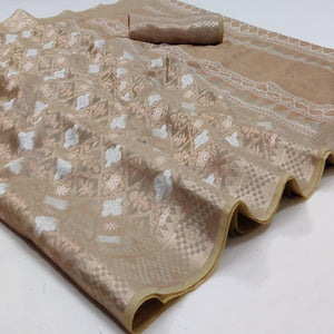 Chikoo Festive Wear Woven Art Silk Saree