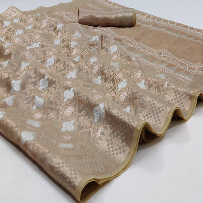 Chikoo Festive Wear Woven Art Silk Saree