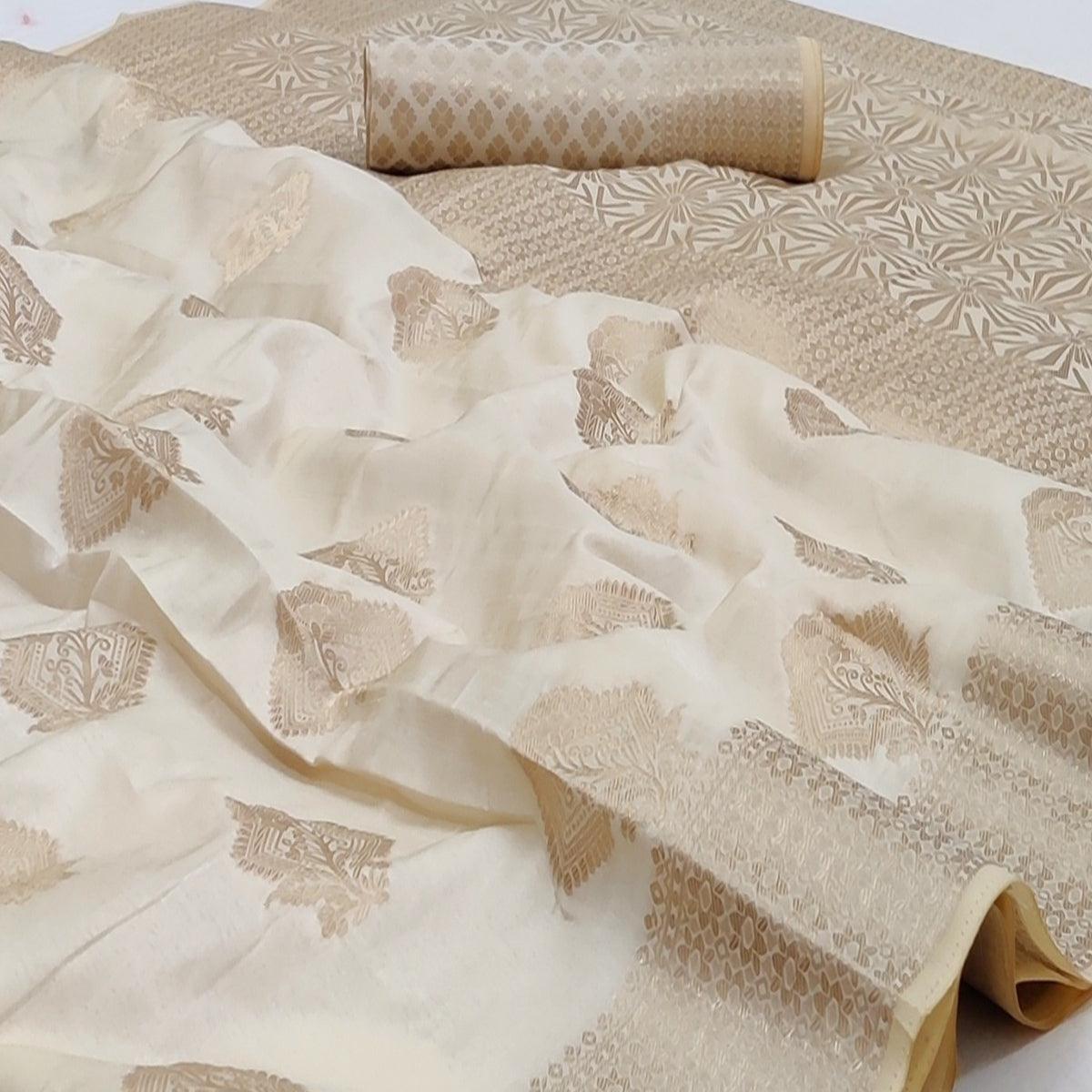 Chikoo Festive Wear Woven Art Silk Saree