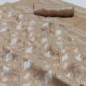 Chikoo Festive Wear Woven Art Silk Saree