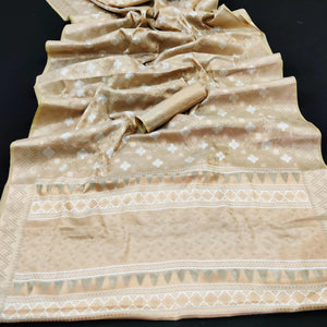 Chikoo Festive Wear Woven Art Silk Saree