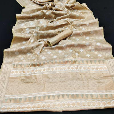 Chikoo Festive Wear Woven Art Silk Saree