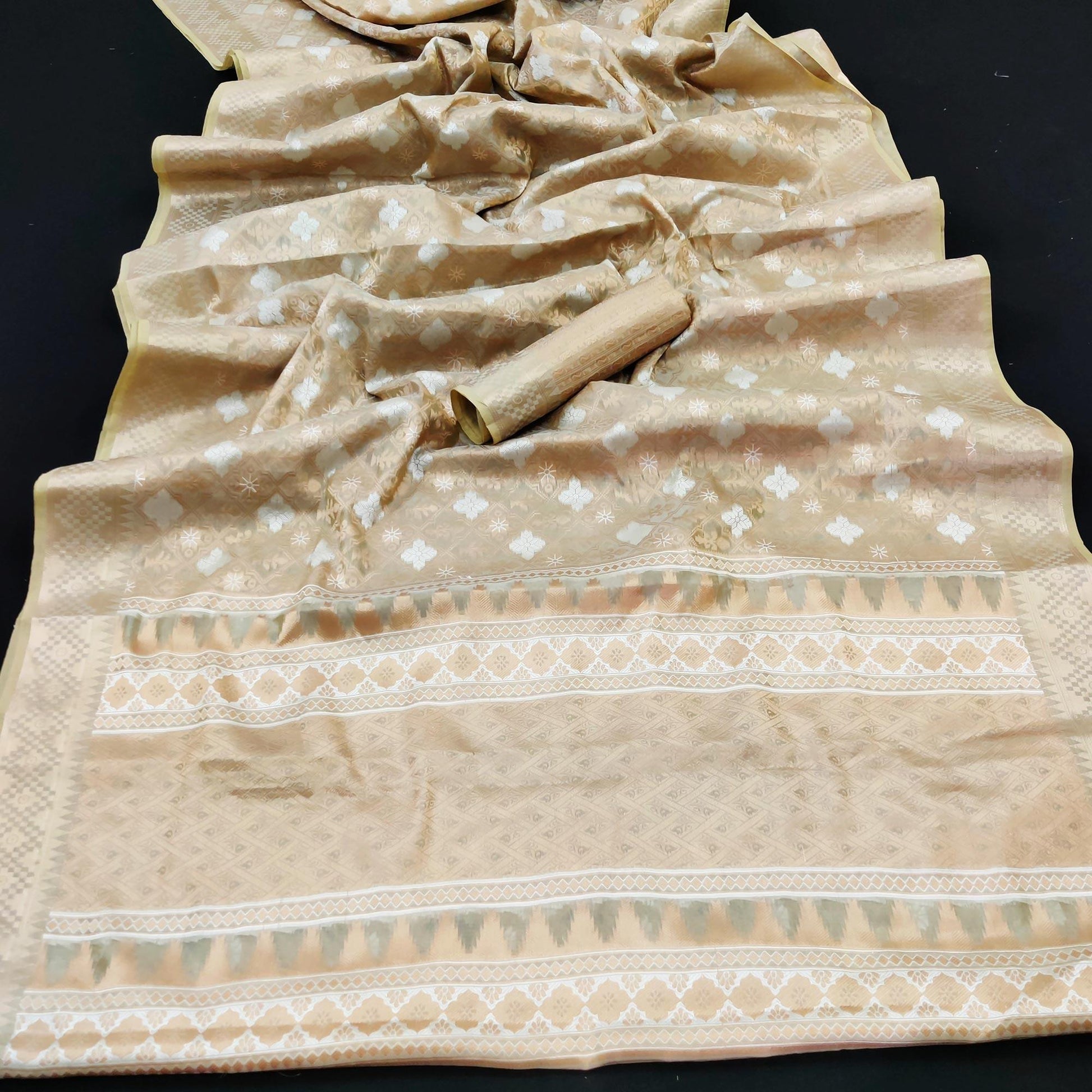 Chikoo Festive Wear Woven Art Silk Saree