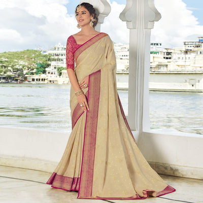 Chikoo Festive Wear Woven Brasso Saree