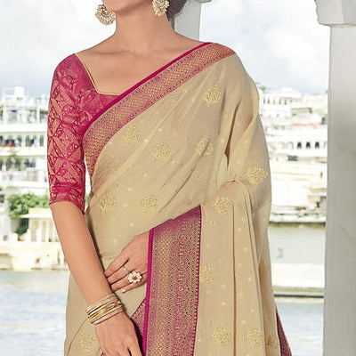 Chikoo Festive Wear Woven Brasso Saree