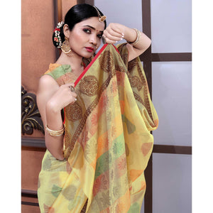Chikoo Festive Wear Woven Organza Saree