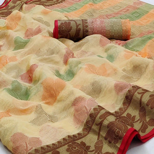 Chikoo Festive Wear Woven Rich Pallu Organza Saree