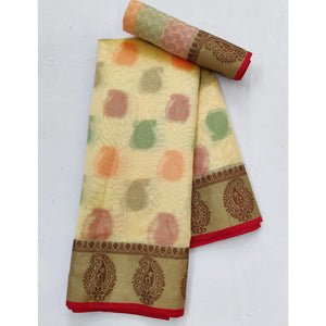 Chikoo Festive Wear Woven Rich Pallu Organza Saree