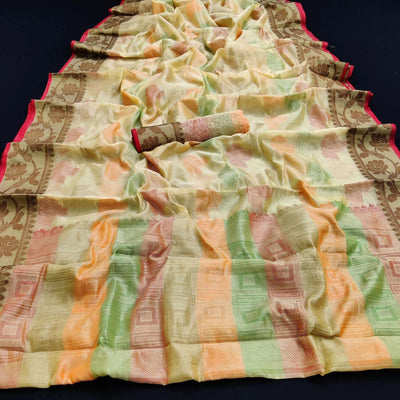 Chikoo Festive Wear Woven Silk Saree