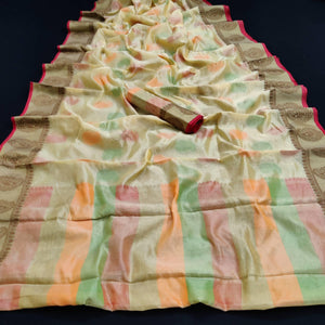 Chikoo Festive Wear Woven Silk Saree