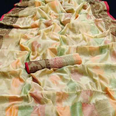 Chikoo Festive Wear Woven Silk Saree