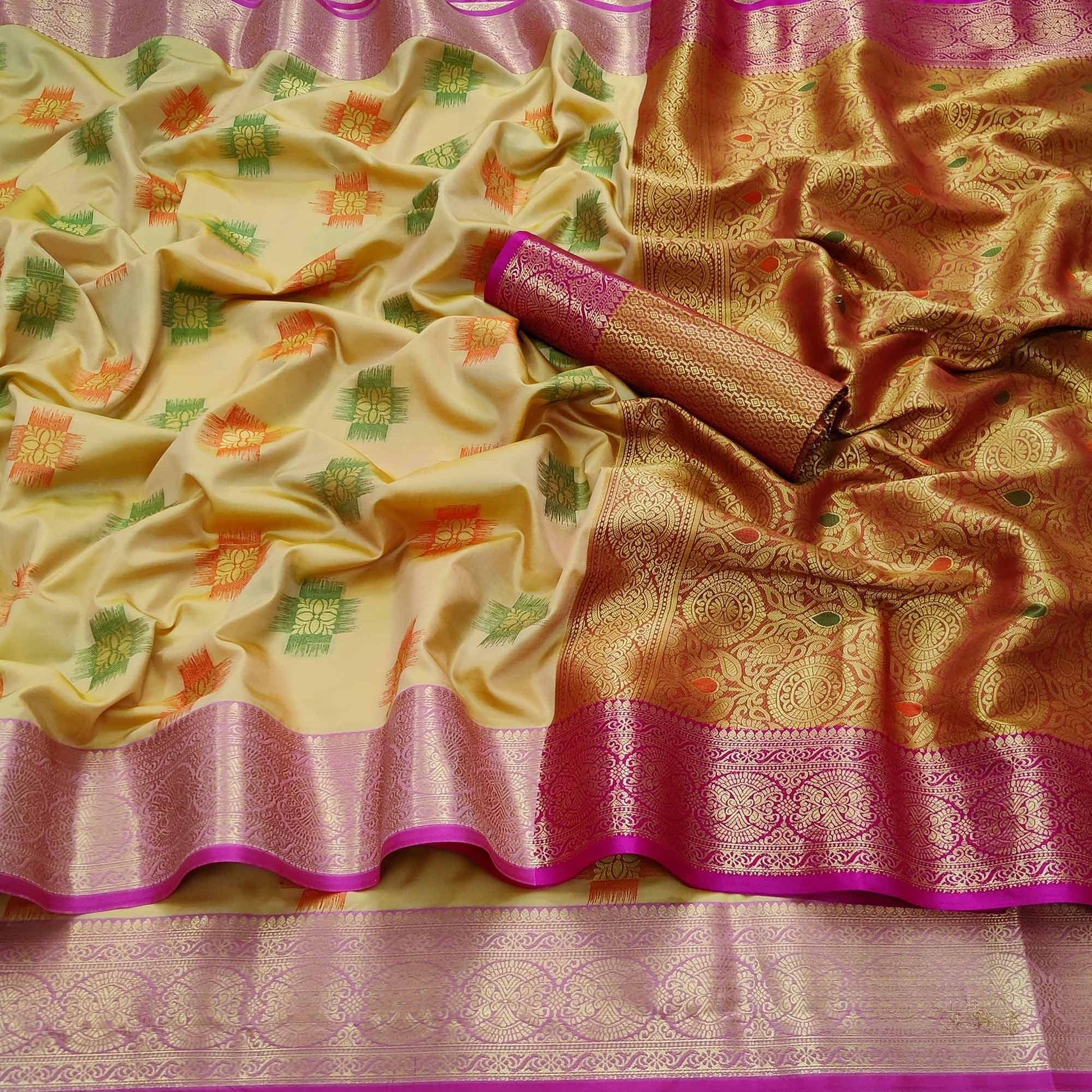 Chikoo Festive Wear Woven Soft Banarasi Silk Saree