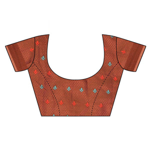 Chikoo Festive Wear Woven With Meena Butta Rich Pallu Cotton Saree