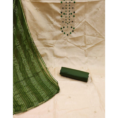 Chikoo Floral Embroidered Art Silk Dress Material