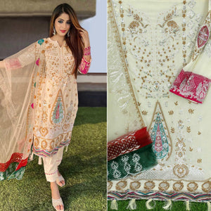 Chikoo Floral Sequins Embroidered Georgette Pakistani Suit