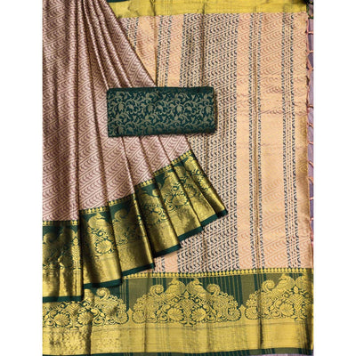 Chikoo Kalamkari Woven Cotton Silk Saree