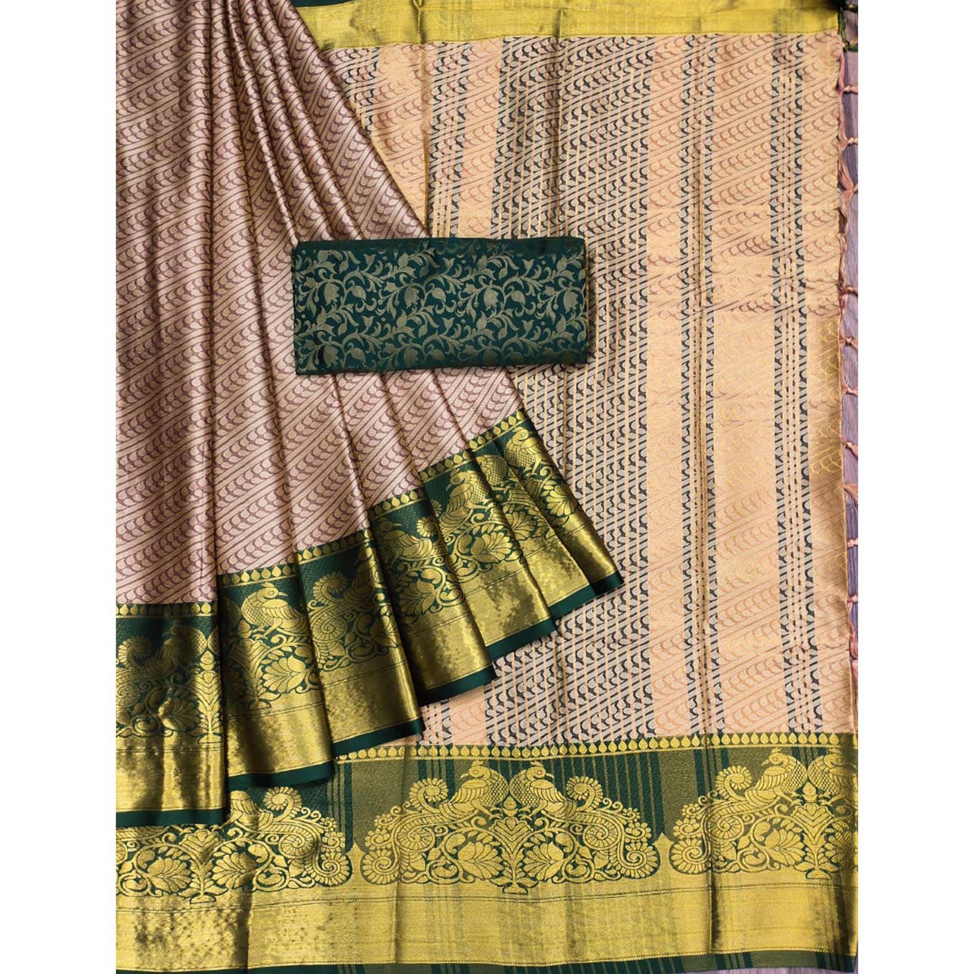 Chikoo Kalamkari Woven Cotton Silk Saree