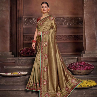 Chikoo Solid Art Silk Saree