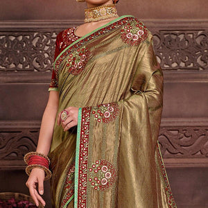 Chikoo Solid Art Silk Saree